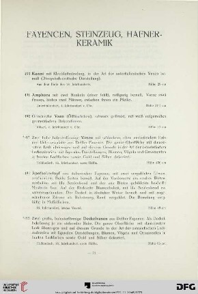 Fayencen, Steinzeug, Hafner-Keramik (Nr. 490-546)
