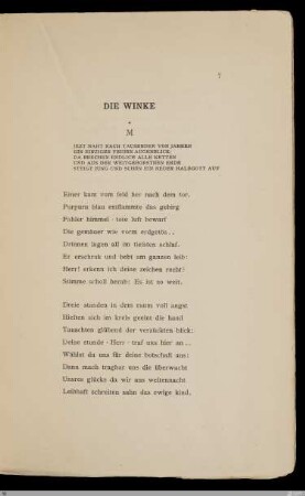 Die Winke / [Stefan George]