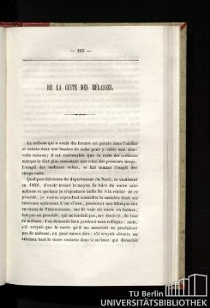De la cuite des mélasses