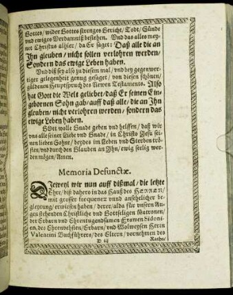 Memoria Defunctæ.