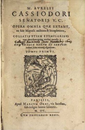 Aurelii Cassiodori Opera omnia, quae extant. 1