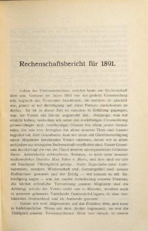 Jahresbericht des Geschichtsvereines für Kärnten in Klagenfurt über ... und Voranschlag : für .... 1891 (1892)
