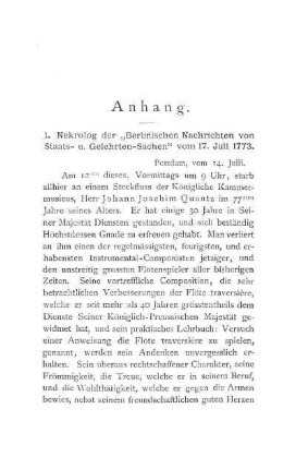 1. Nekrolog der "Berlinischen Nachrichten von Staats- u. Gelehrten-Sachen" vom 17. Juli 1773
