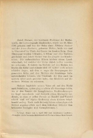 Der Mathematiker Jakob Steiner von Utzenstorf : ein Lebensbild und zugleich eine Würdigung seiner Leistungen
