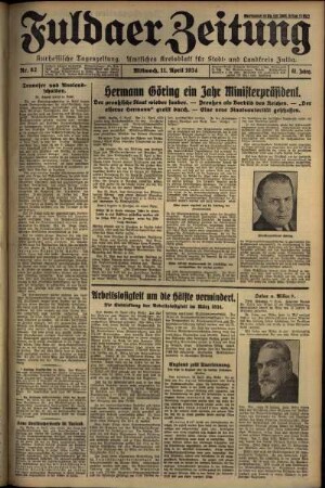 Ausgabe vom Mittwoch, den 11. April 1934.