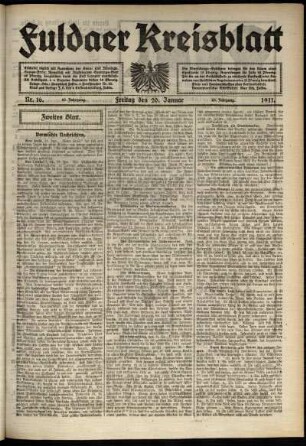 Zweite Ausgabe vom Freitag, den 20. Januar 1911.