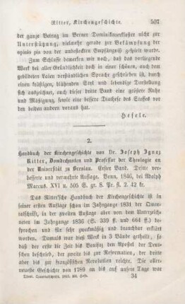 507-521 [Rezension] Ritter, Joseph Ignaz, Handbuch der Kirchengeschichte