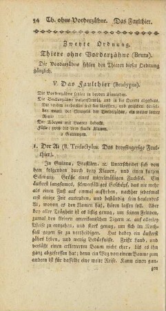 Zweyte Ordnung. Thiere ohne Vorderzähne