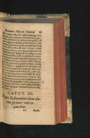 Caput III. In quo Bellarminus idem thema probare vult ex patribus.
