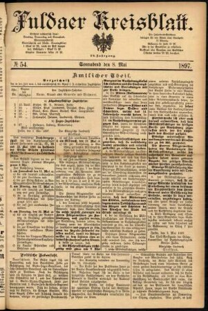 Erste Ausgabe vom Samstag, den 08. Mai 1897.