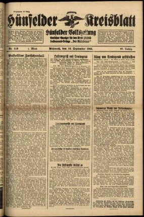 Erste Ausgabe vom Mittwoch, den 10. September 1941.