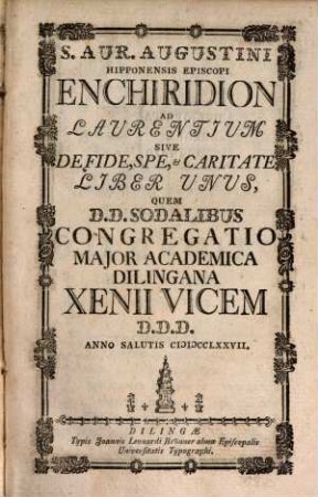 Enchiridion ad Laurentium, s. de fide, spe et charitate