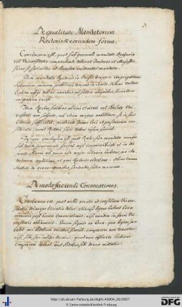 [S. 3] De qualitate mandatorum rectoris et eorundem forma