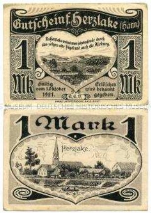 1 Mark, Gutschein der Gemeinde Herzlake