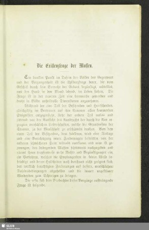 Die Existenzfrage der Massen