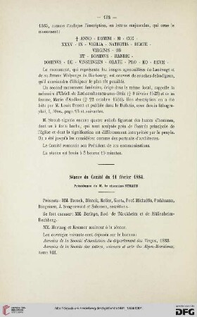 Séance du Comité du11 février 1884