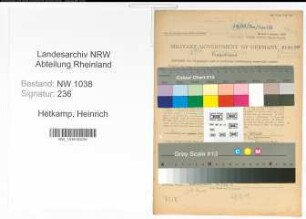Entnazifizierung Heinrich Hetkamp , geb. 01.07.1904 (Sachbearbeiter)