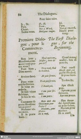 Premiere Dialogue, pour le Commencement