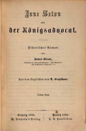 Jane Seton oder der Königsadvocat : historischer Roman, 3