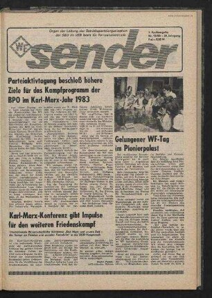 Betriebszeitung 'WF-Sender', Nr.15/1983 (3. Aprilausgabe 1983)