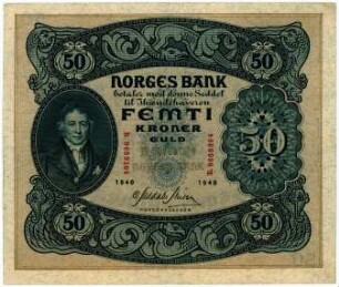 Geldschein, 50 Kroner, 1940