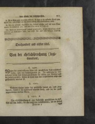 Dreihundert und eilfter - Dreihundert und zwanzigster titel.