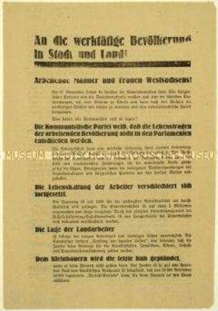 Aufruf der KPD zu den sächsischen Kommunalwahlen 1929