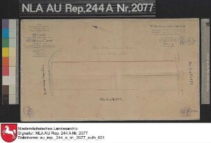 Lage der Meedländereien in der Gemarkung UTHWERDUM zwischen der Ehe und der Straße von Aurich nach Emden Kolorierte Zeichnung von Diehl Papier auf Leinen Format 42,5x24,0 M 1:2.000