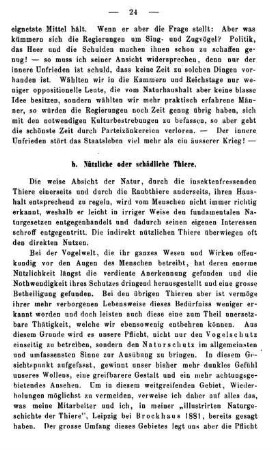 b. Nützliche oder schädliche Thiere.