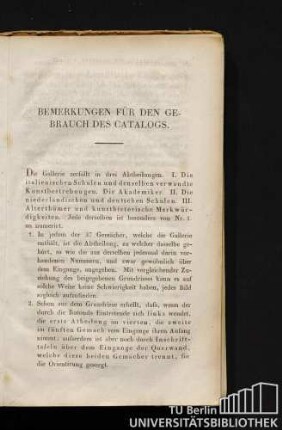 Bemerkungen für den Gebrauch des Catalogs.