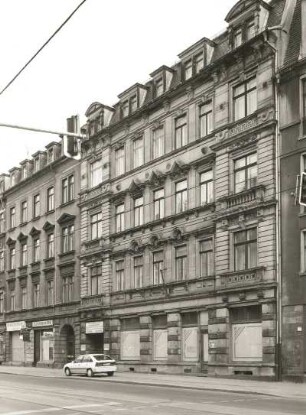 Dresden-Neustadt, Bautzner Straße 48. Wohnhaus mit Laden (um 1885). Straßenansicht