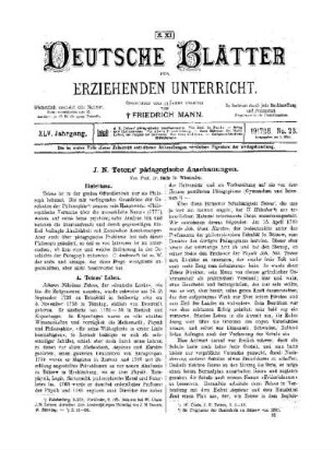 J. N. Tetens` pädagogische Anschauungen