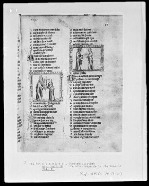 Le pélerinage de la vie humaine — Zwei Miniaturen, Folio 11recto
