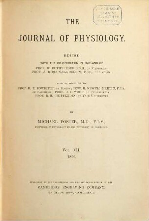 The journal of physiology. 12. 1891