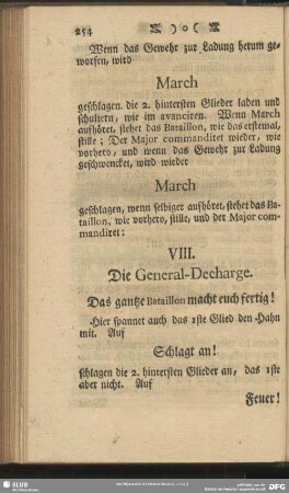 VIII. Die General-Decharge