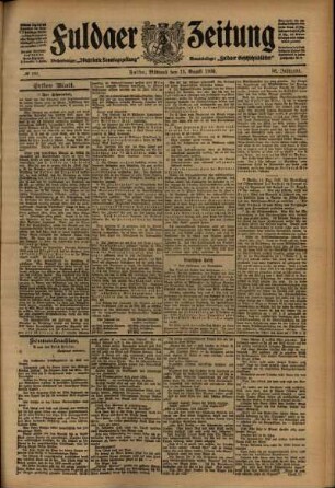 Erste Ausgabe vom Mittwoch, den 11. August 1909.