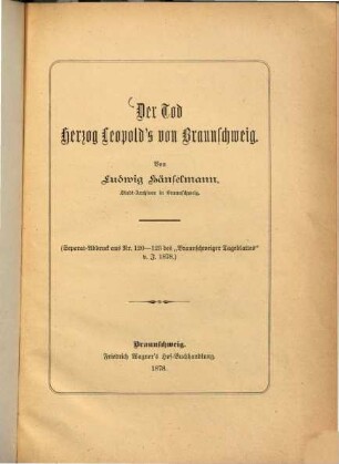 Der Tod Herzog Leopolds von Braunschweig