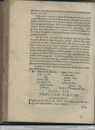 Caput XII. Triplicem Diaetam Considerat