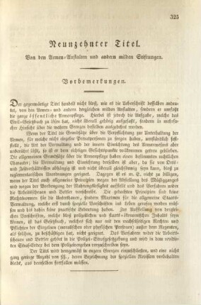 Neunzehnter Titel. Von den Armen-Anstalten und andern milden Stiftungen