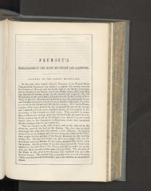 Fremont's explorations of the Rocky Mountains and California.