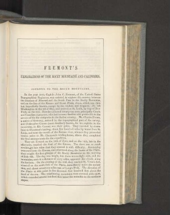 Fremont's explorations of the Rocky Mountains and California.