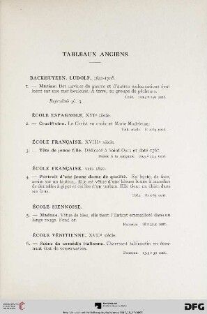 Tableaux Anciens (Nr. 1-23)