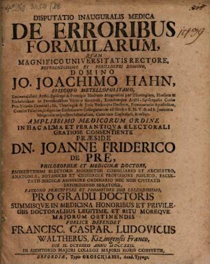 Disp. inaug. med. de erroribus formularum