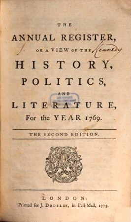 The annual register : world events .... 1769 (1773)