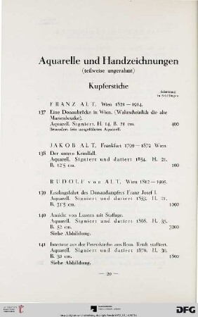 Aquarelle und Handzeichnungen (Nr. 137-173)