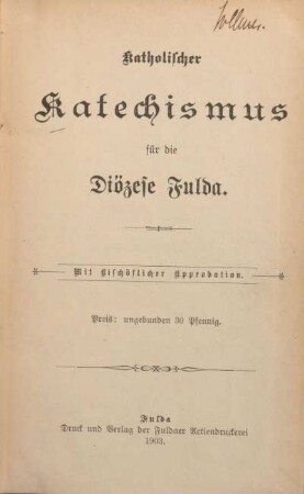Katholischer Katechismus für die Diözese Fulda