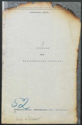 1925/26: Bericht über das Schuljahr ... - 1925/26