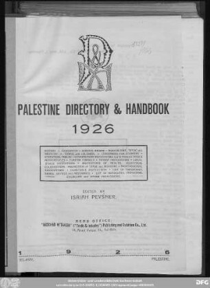1926: Palestine directory & handbook