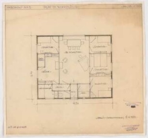 Holzhaus für die Deutsche Werkstätten AG, Dresden-Hellerau: Grundriss Holzhaus Nr. 5 1:50