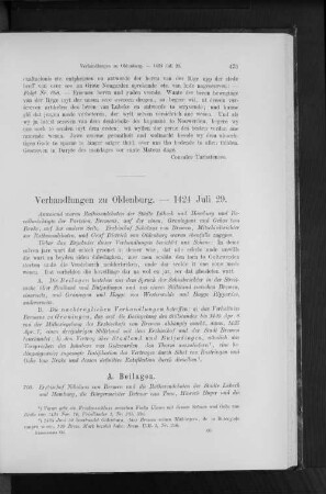 Verhandlungen zu Oldenburg. - 1424 Juli 29.
